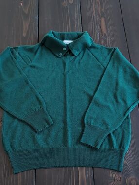 Collared Knit Sweater in Deep Green